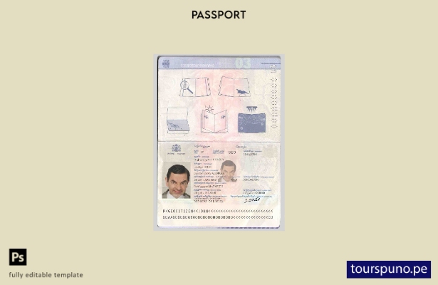Plantilla de pasaporte de Georgia lista para imprimir